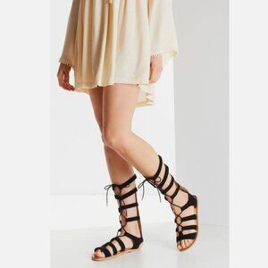New Urban Outfitters Tall Suede Gladiator Sandals size 9 MSRP: $79 black